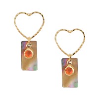 Korean Made 14K Gold Plated Cubic Zirconia Heart Drop Earring For Women (KKGJDEG111827)